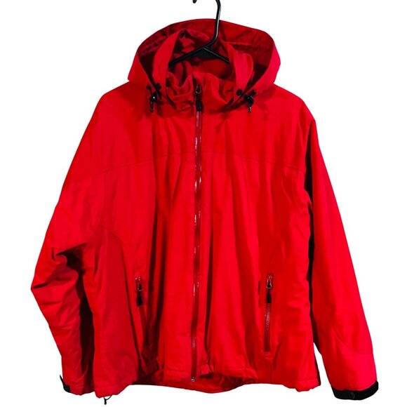 Lands' End Jackets & Blazers - Lands End Thermolite Red Hooded Jacket XL (18-20) Zip Pockets